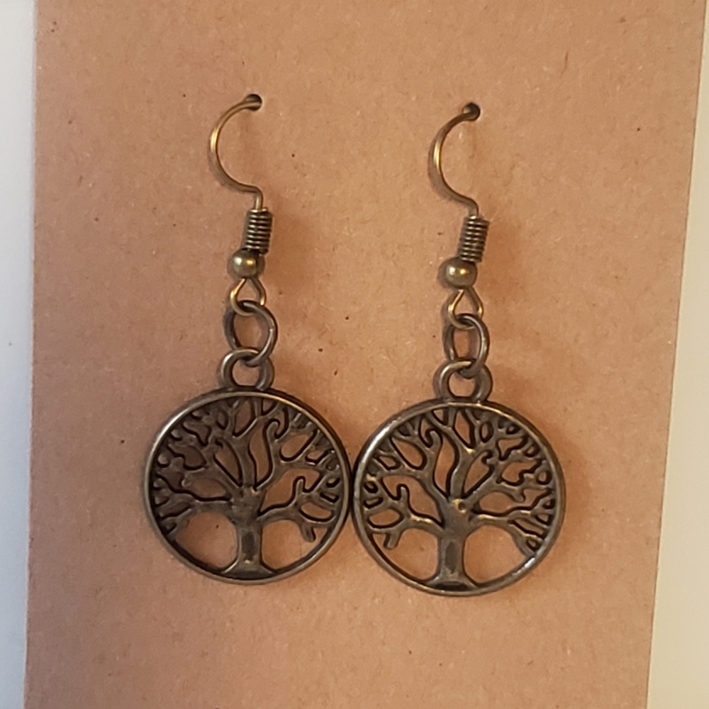 Pair of Bronze tone Tree of Life Earrings, NWOT